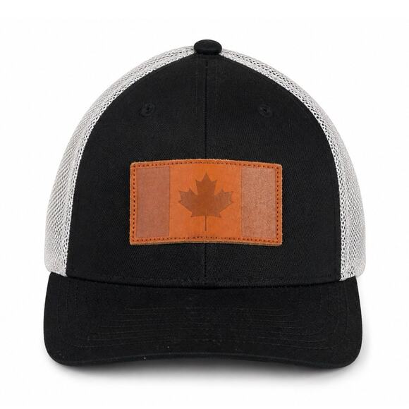 Local Crowns Other - Local Crowns Men's Adjustable Mesh Trucker Hat Black White Canada Maple Leaf